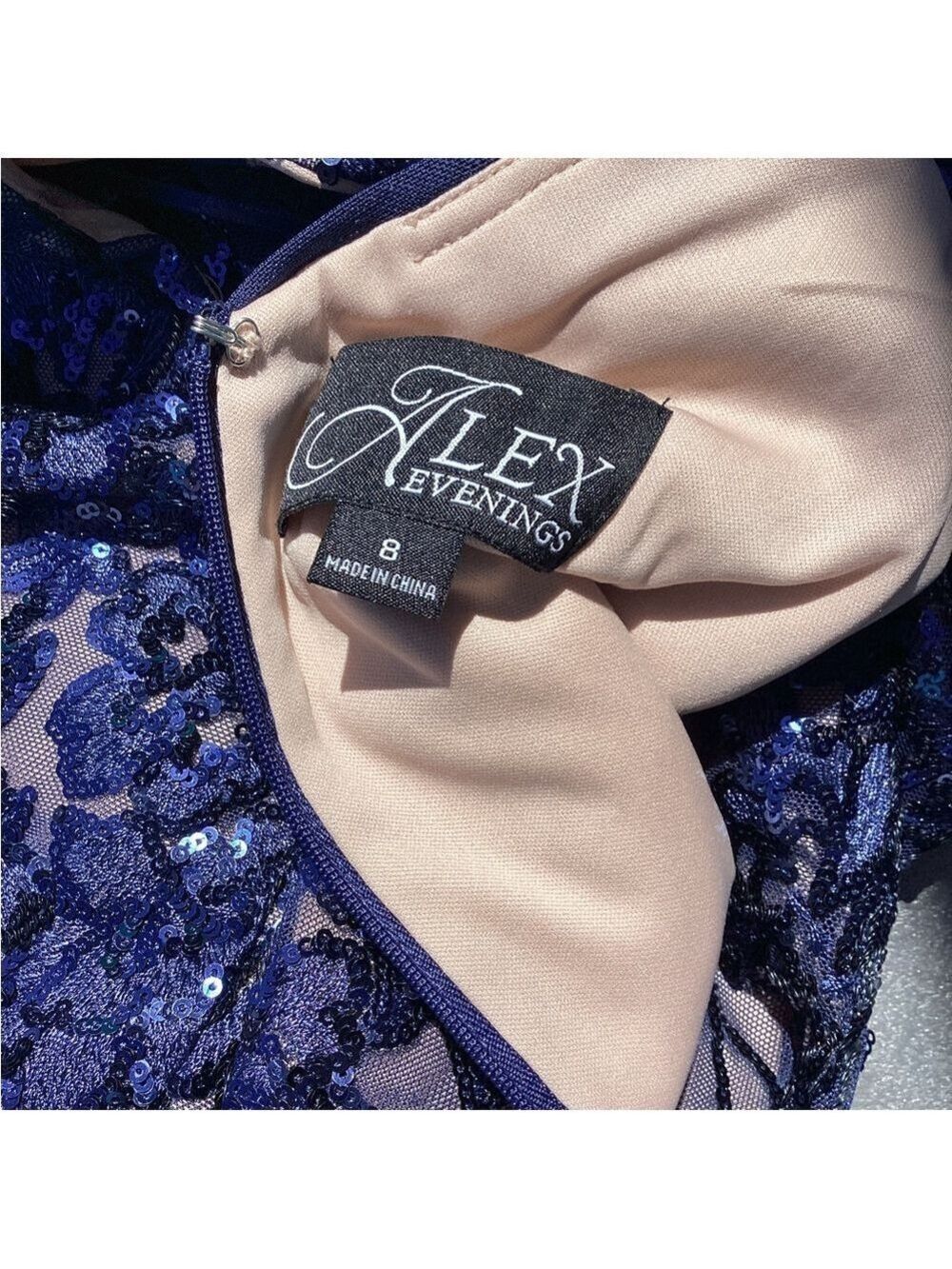 Alex Evenings Navy Sequin Maxi Dress - Picture 12 of 13